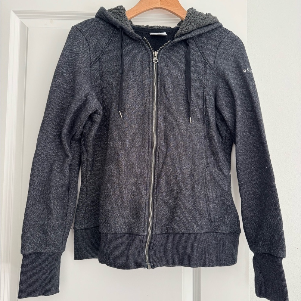 Columbia men’s blue grey hooded lined full zip sweater sweatshirt hoodie medium
